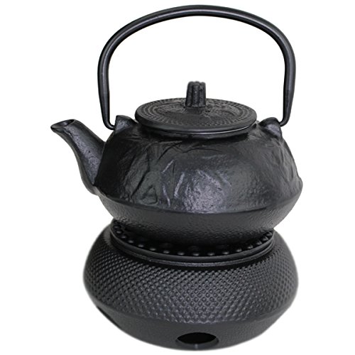 Iron Teapot Warmer Japanese Antique Fl Oz Round Black Pine Plum