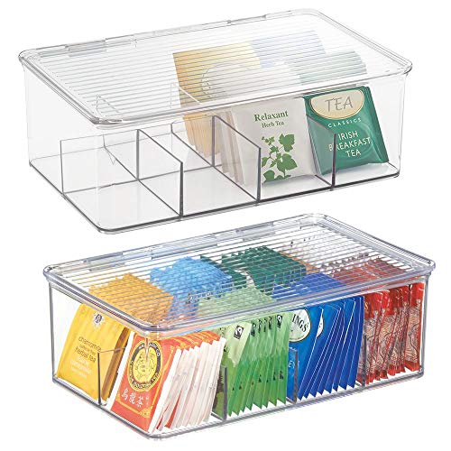 Mdesign Stackable Plastic Tea Bag Holder Storage Bin Box For