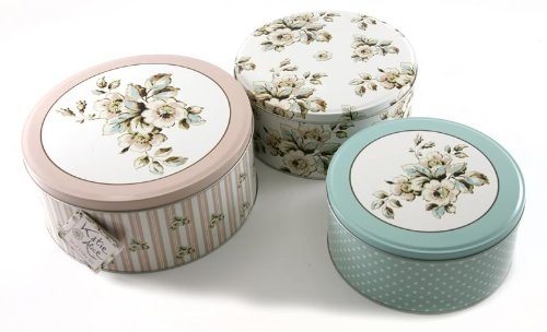 Set of 3 KATIE ALICE Cottage Flower CERAMIC STORAGE JARS Shabby Chic CANISTERS 