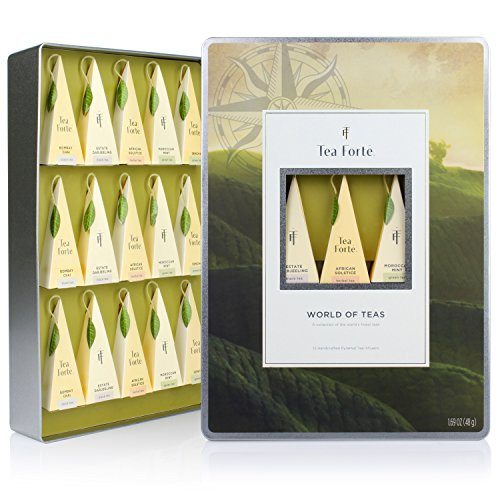 Tea Forte WORLD OF TEAS Large Tin Sampler Gift Assortment with 15 ...