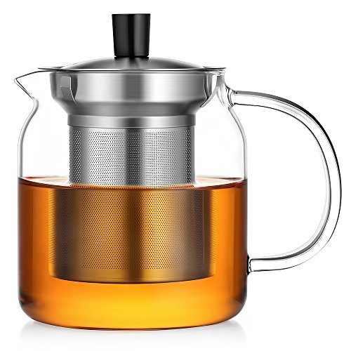Stovetop Safe Tea Kettle Blooming and Loose Leaf Tea Maker Iwi-Gt408 40OZ, Stovetop Safe Teapot with Removable Infuser IwaiLoft Glass Teapot with Infuser 