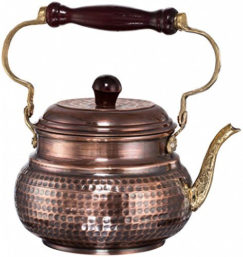 2 Variations DEMMEX 2017 Hammered Copper Tea Pot Kettle Stovetop Teapot Engraved Copper 1.6-Quart 