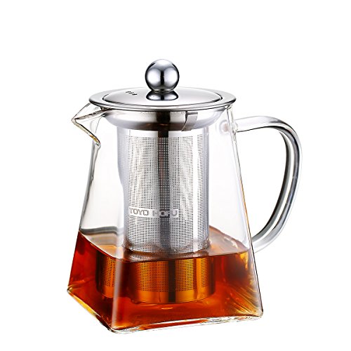 With Infuser Glass Teapot Loose Leaf Tea Heat-resistant Stovetop Stainless Steel 