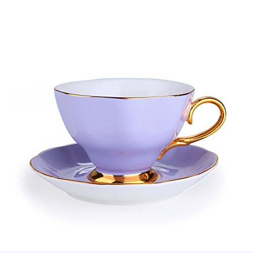 LITHE Tea Cup Mirror and Saucer Golden Porcelain Teacup Saucer Set for Cappuccino Milks Espresso Tea Coffee Cute Pretty Gifts Office Home Afternoon 