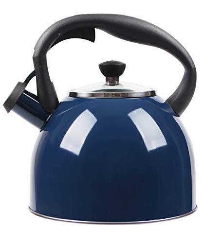 Black Rorence Whistling Tea Kettle 2.5 Quart Stainless Steel Kettle with Capsule Bottom & Heat-resistant Glass Lid