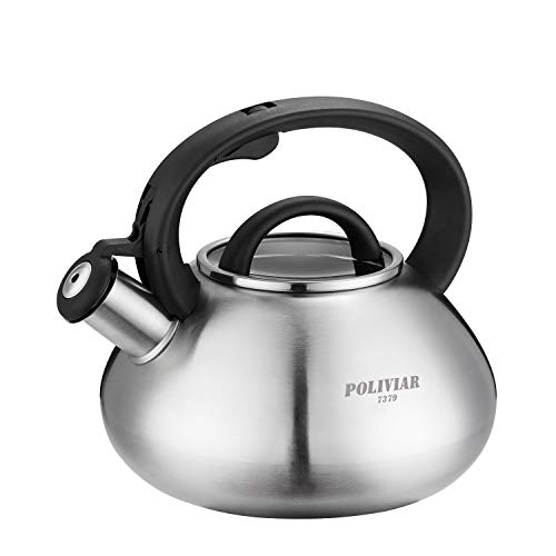 POLIVIAR Tea Kettle, 2.7 Quart Natural Stone Finish with Wood Pattern  Handle Loud Whistle Food Grade Stainless Steel Teapot, Anti-Hot Handle and  Anti-Rust, Suitable for All Heat Sources (JX2018-GR20) 