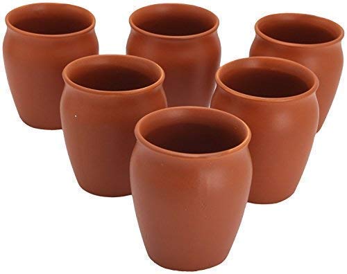 Odishabazaar Ceramic Kulhar Cups Traditional Indian Chai Tea Cup Set of 6