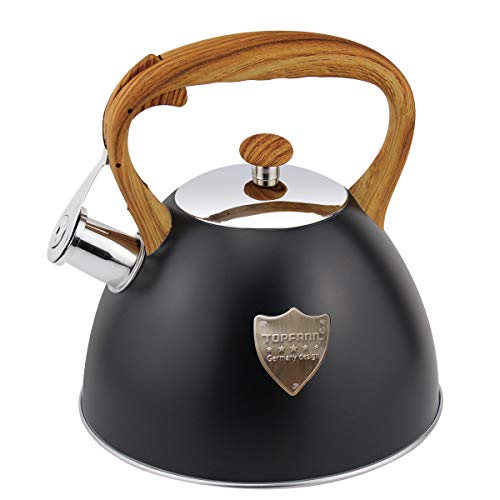 Stainless Steel Teakettle Teapot with Wood Grain Handle Stove Top Whistling Tea Kettle for All Heat Source